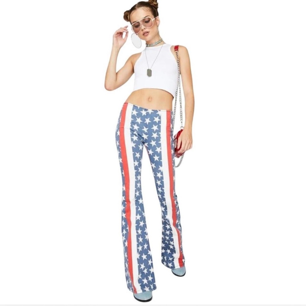 Free People Red, White, and Blue Star Flare Pants